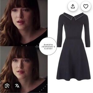 Sandro Black Dress with White Studded Accents